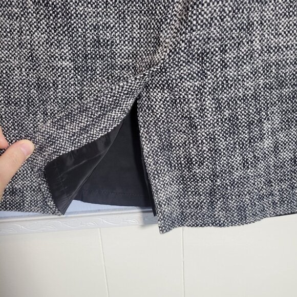 Talbots Size 16 Heathered Black White Zip Up Business Knee Length Tweed Skirt - Picture 6 of 8